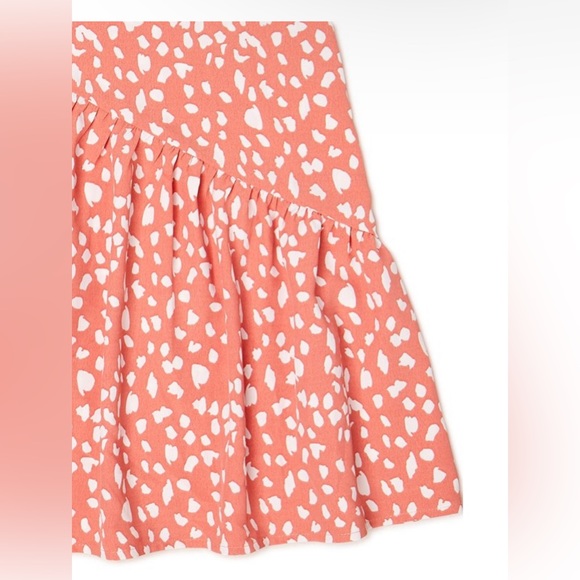 Girls Asymmetrical White Spotted Coral Dress sz: M (7-8) - Picture 2 of 3